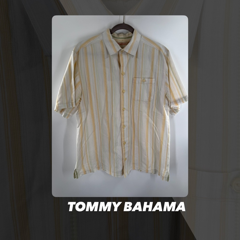 EUC Tommy Bahama Variegated Stripe Button Down Shirt